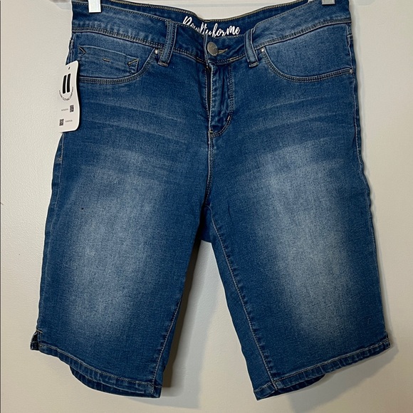royalty denim Pants - women’s stretchy Dark Blue Faded Denim Jean Shorts